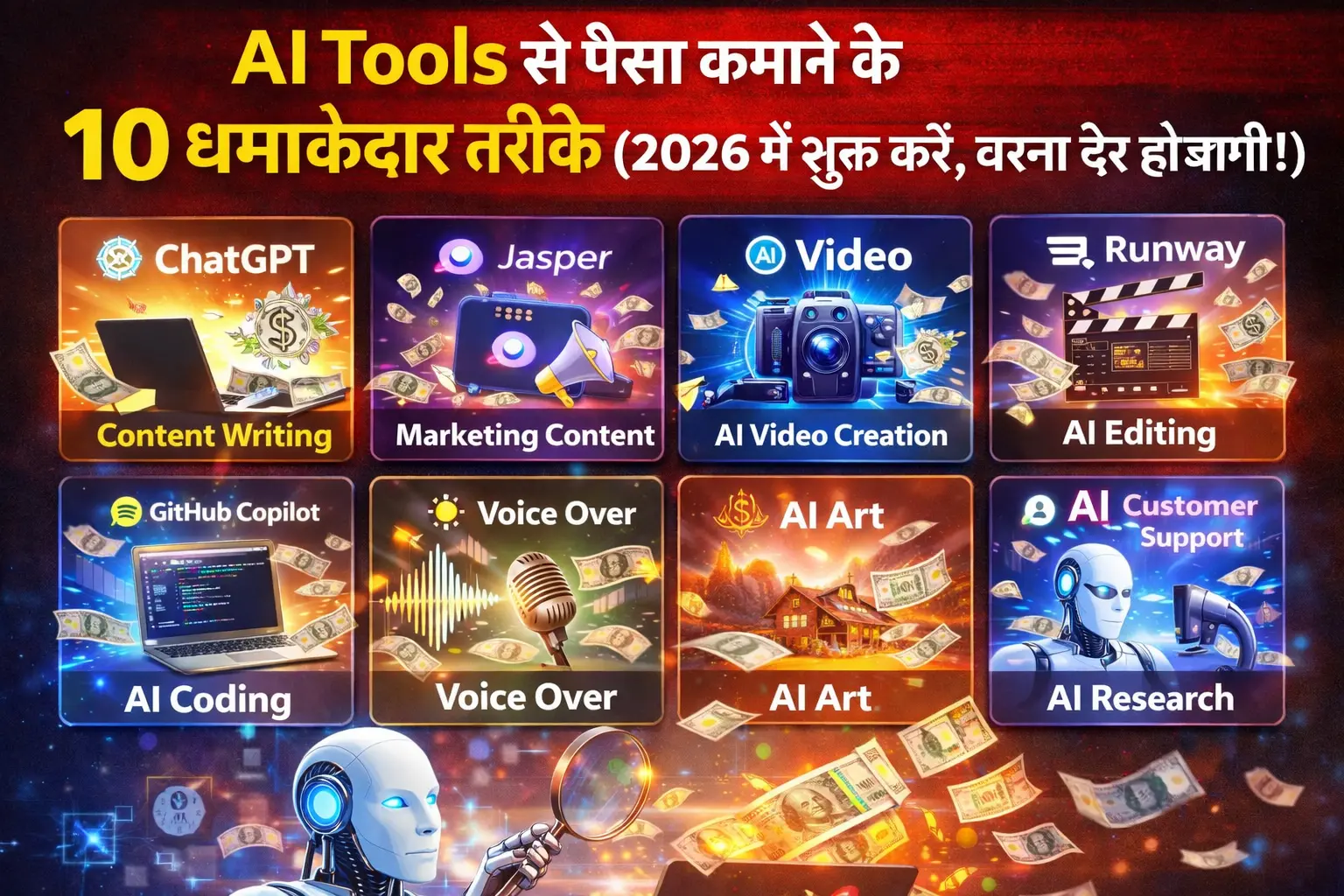 AI Tools से पैसा कमाने के 10 धमाकेदार तरीके 2026 में शुरू करें, वरना देर हो जाएगी!
